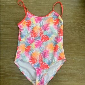 Juicy Couture girls colorful palm print design one piece swimsuit size 11 12